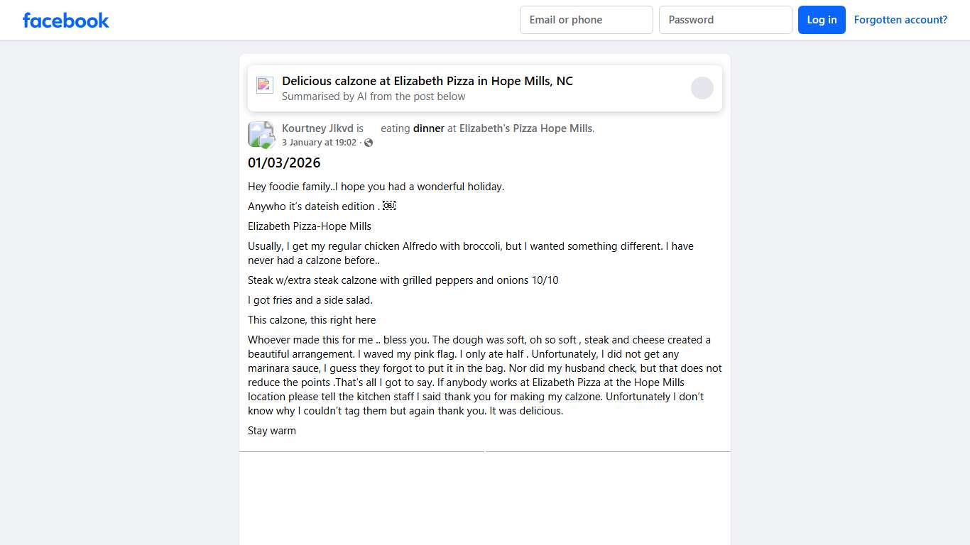 Fayetteville Foodies 01/03/2026 Facebook